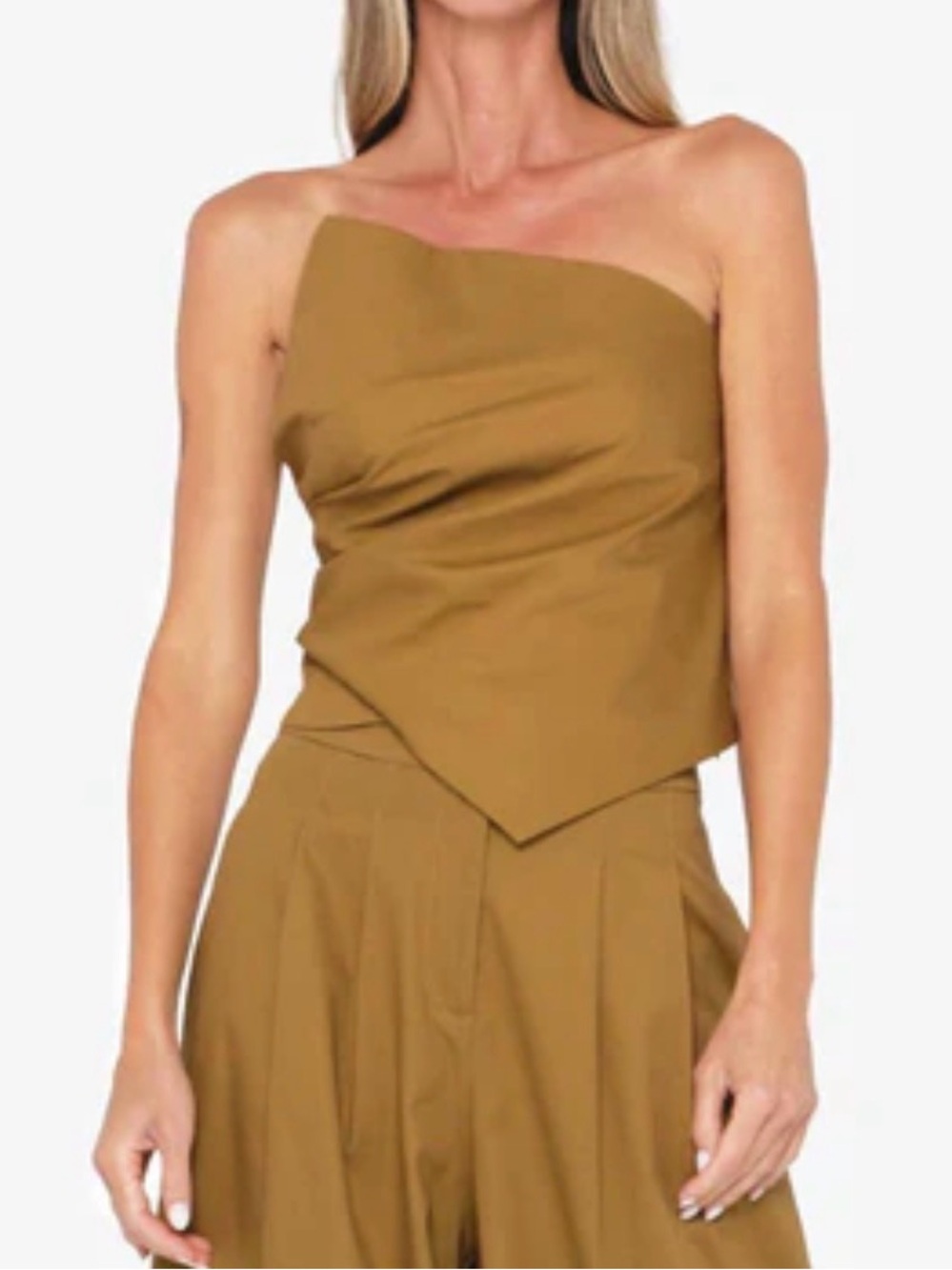 Just Bee Queen JBQ Arlo 100% Cotton Asymmetric Top in Honey Size Large